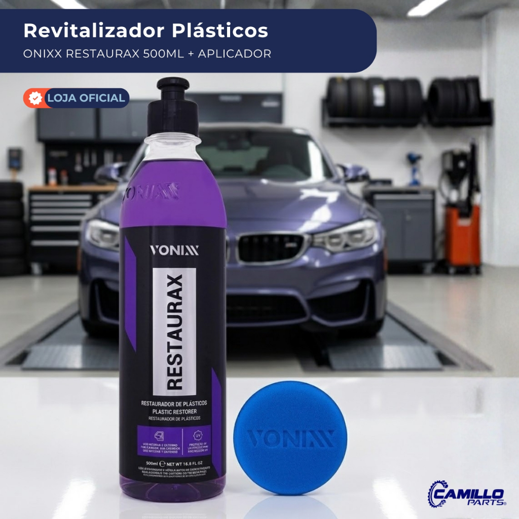 Revitalizador Plásticos Vonixx Restaurax 500ml Com Aplicador Brilho Proteção Automotivos