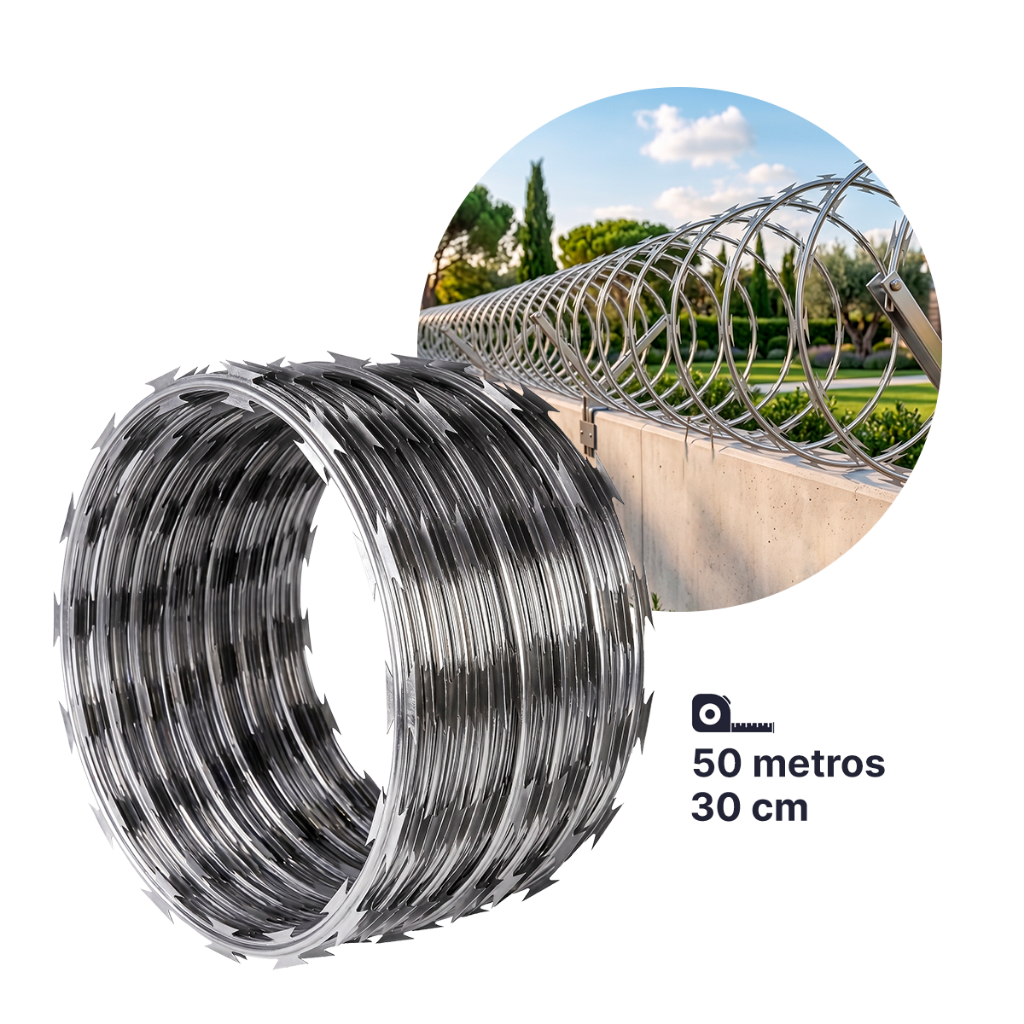 50 Metros Cerca Concertina Simples Galvanizada 30cm