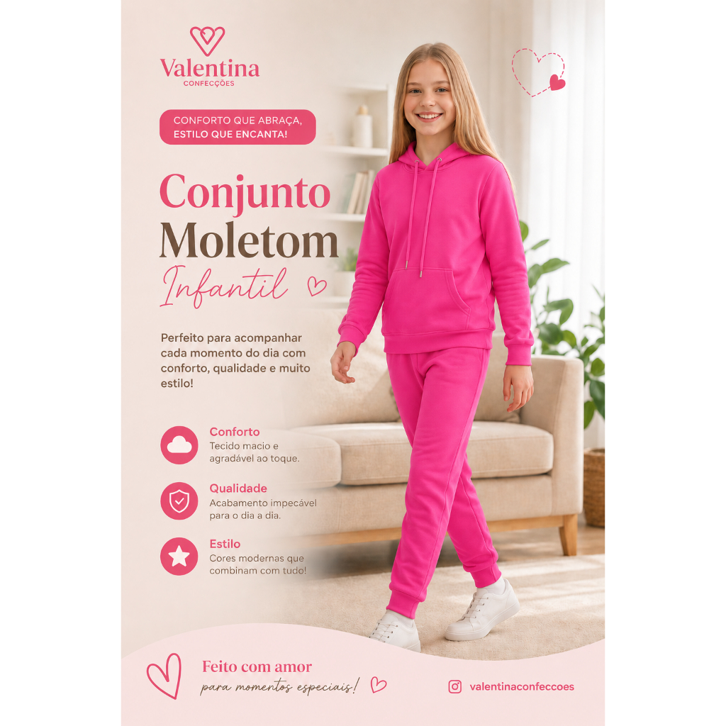 Conjunto Moletom Juvenil Unisex  Flanelado inverno