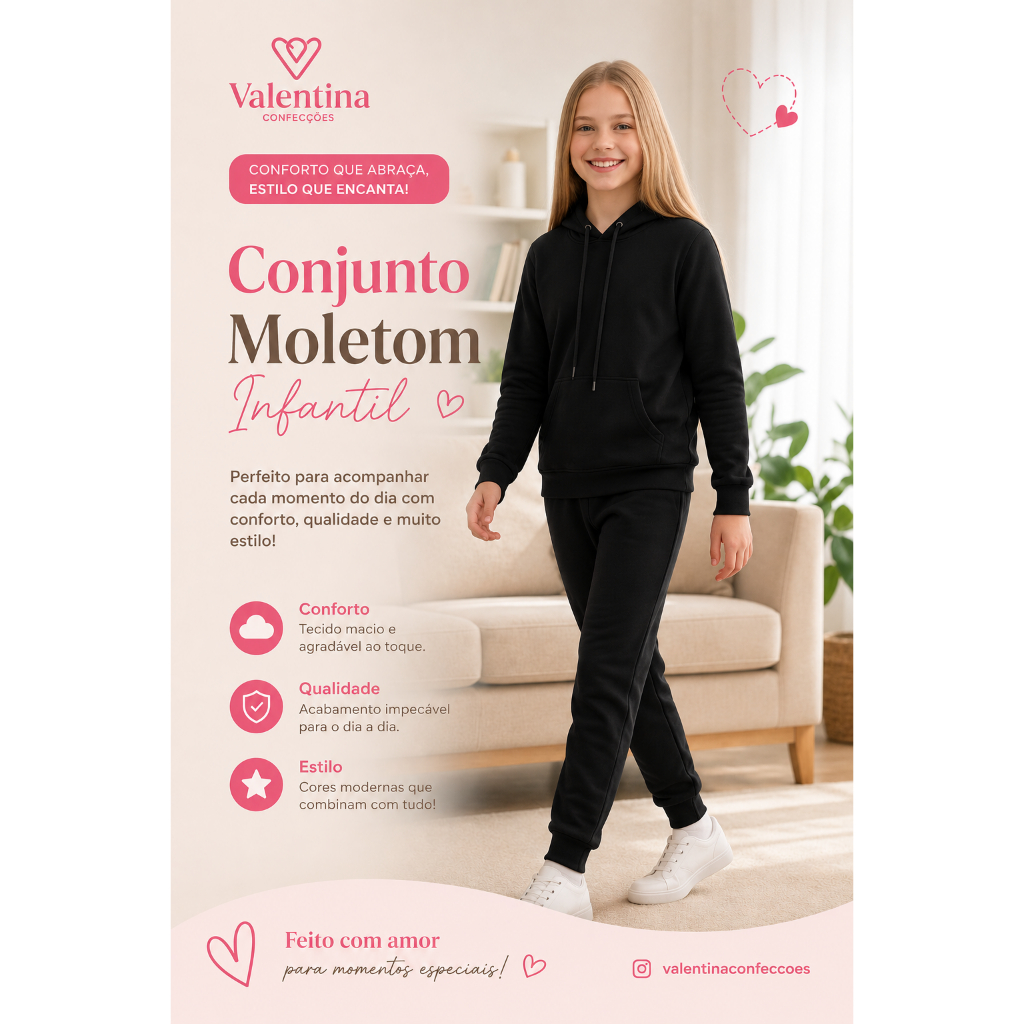 Conjunto Moletom Infantil Inverno Flanelado Quentinho | Kit 2 Peças Unissex Menino e Menina