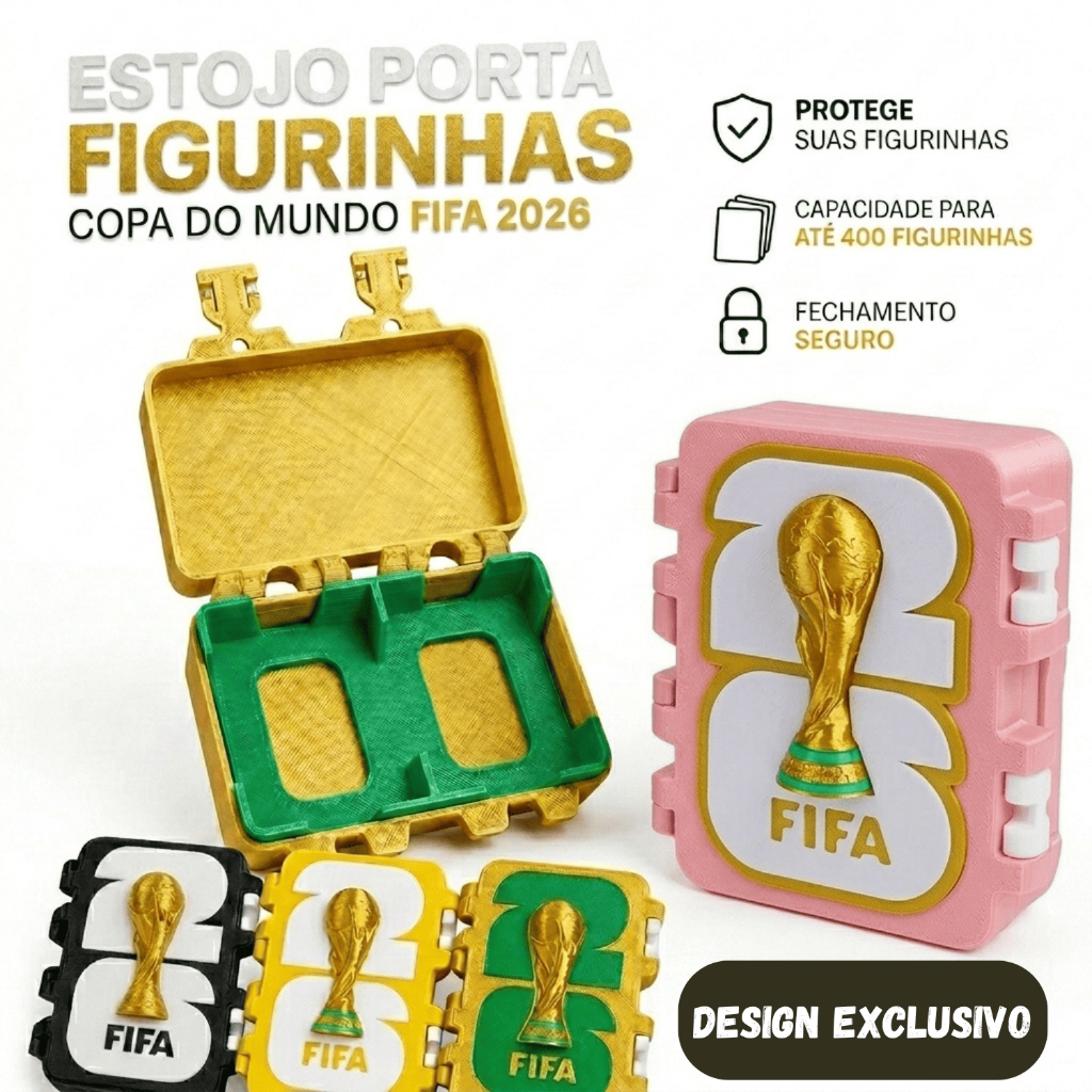Caixa Figurinhas Copa do Mundo 2026 Organizadora | Estojo Porta Cards  Álbum | Case Trocas e Coleção
