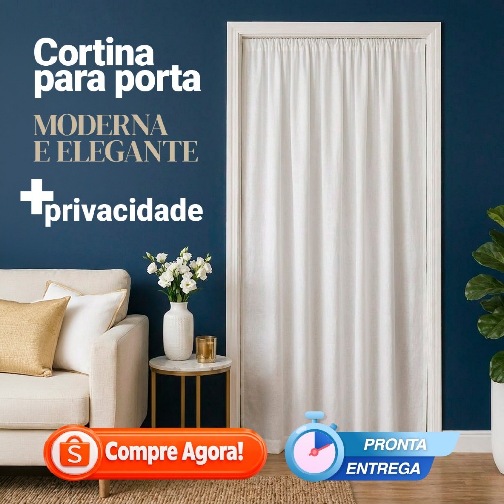 Cortina de Porta Separa Ambiente Tecido Microfibra Quarto Sala Provador Privacidade