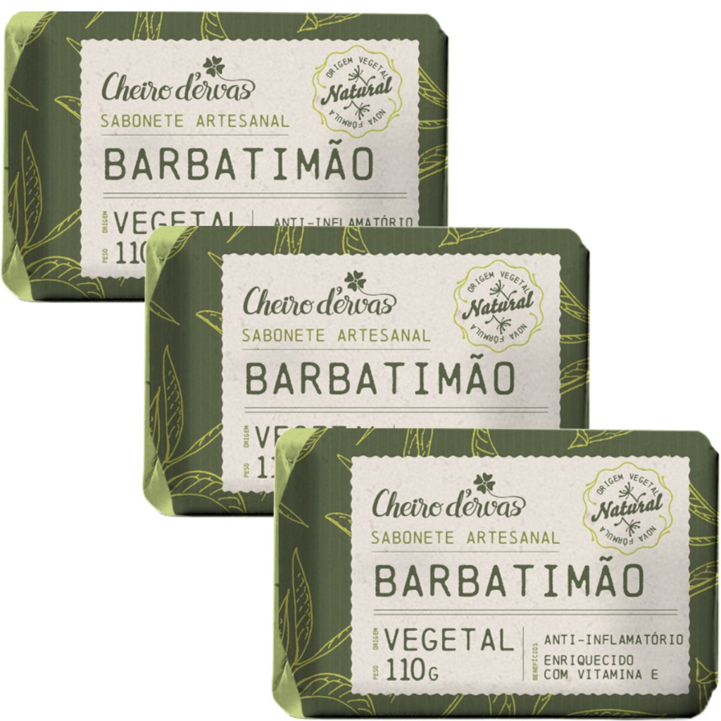 Kit 3 Sabonete de Barbatimão 110g - Cheiro D'ervas