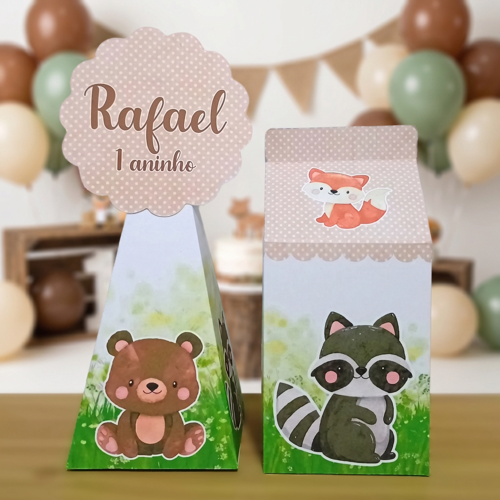 Kit Personalizado Bosque Encantado Menino | Lembrancinhas Festa Infantil | Caixinhas | Aniversário
