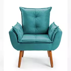 Poltrona Decorativa Pés Palito Suede Azul Tiffany/Turquesa