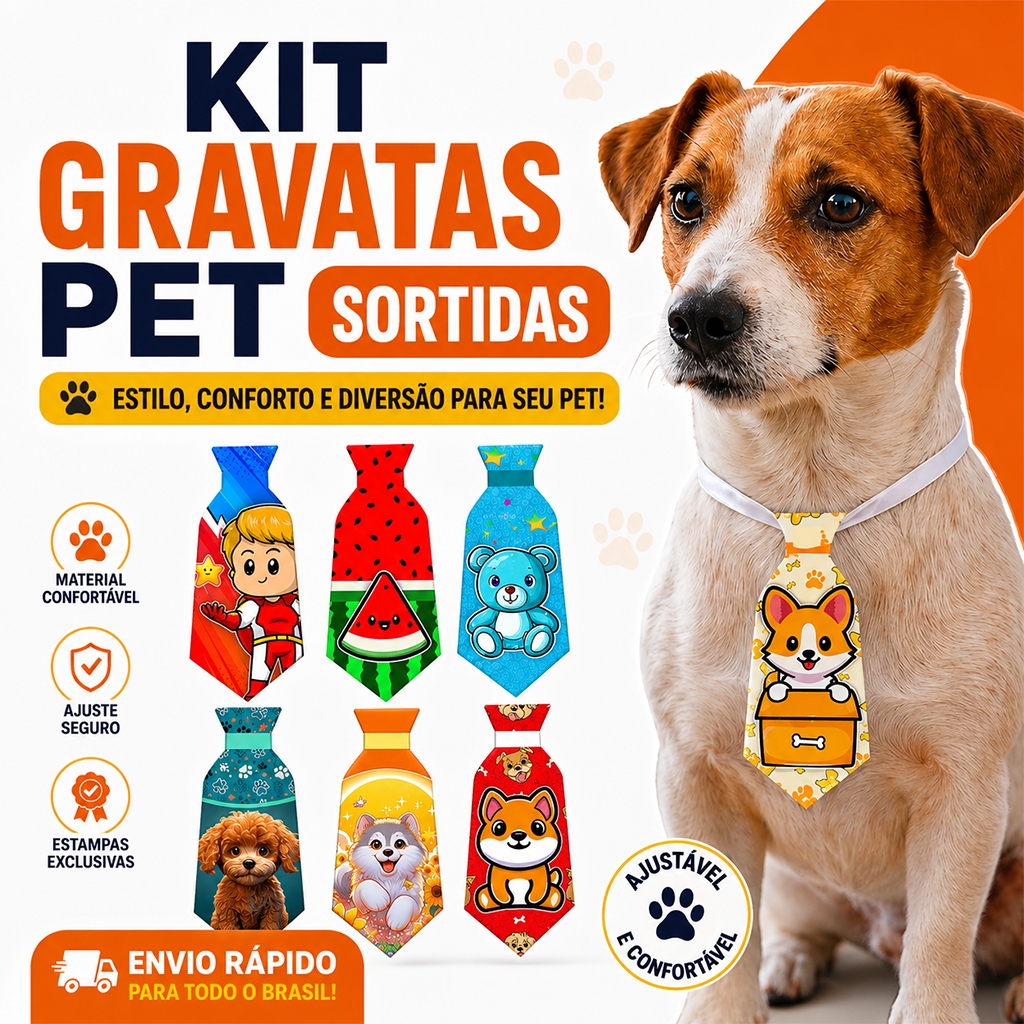 Kit Gravata Pet Macho 10 20 30 50 Unidades Atacado Banho e Tosa Cães Cetim P M G