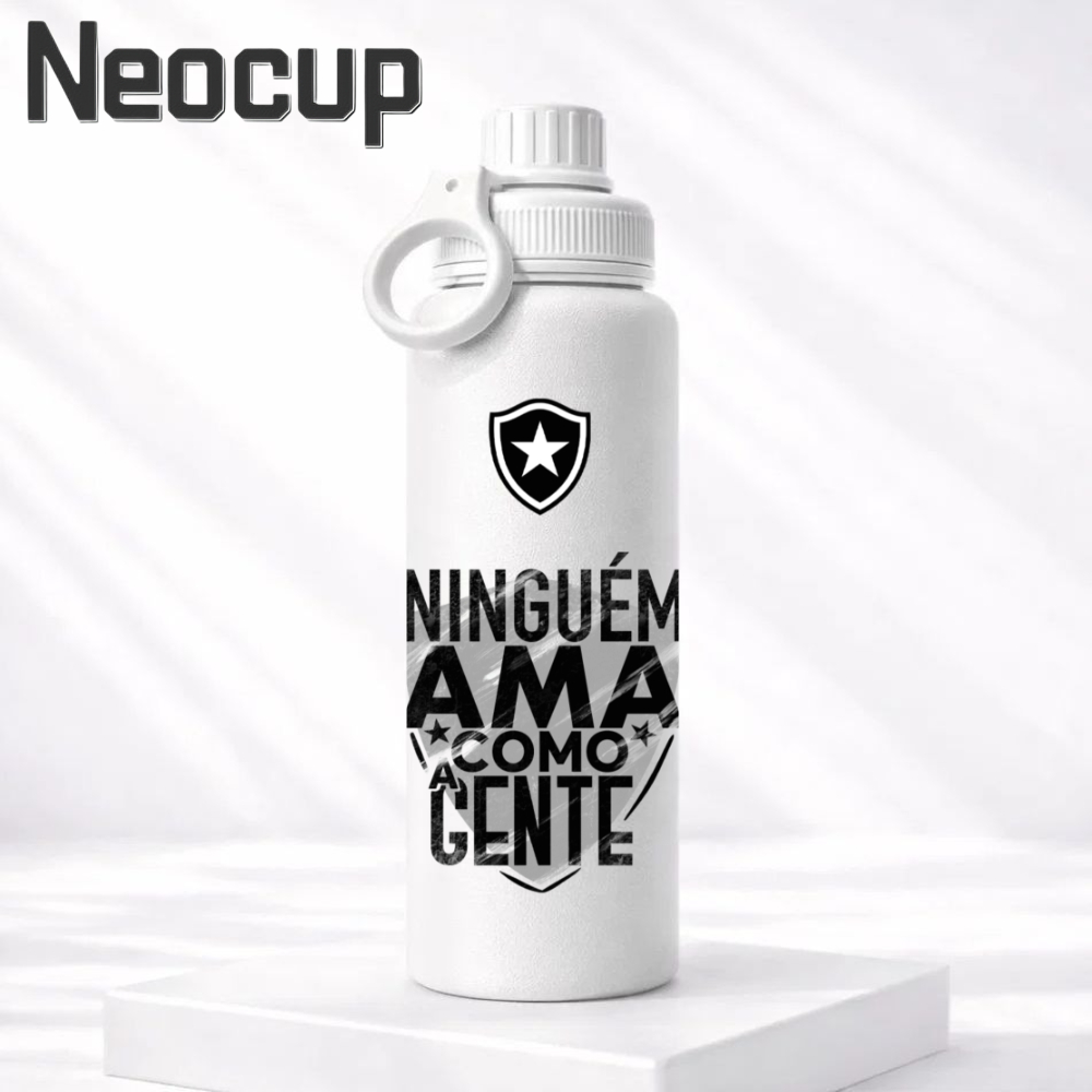 Garrafa Térmica Aço Inoxidável 304 Fresh Time de Futebol Botafogo com alça e com tampa 600ml