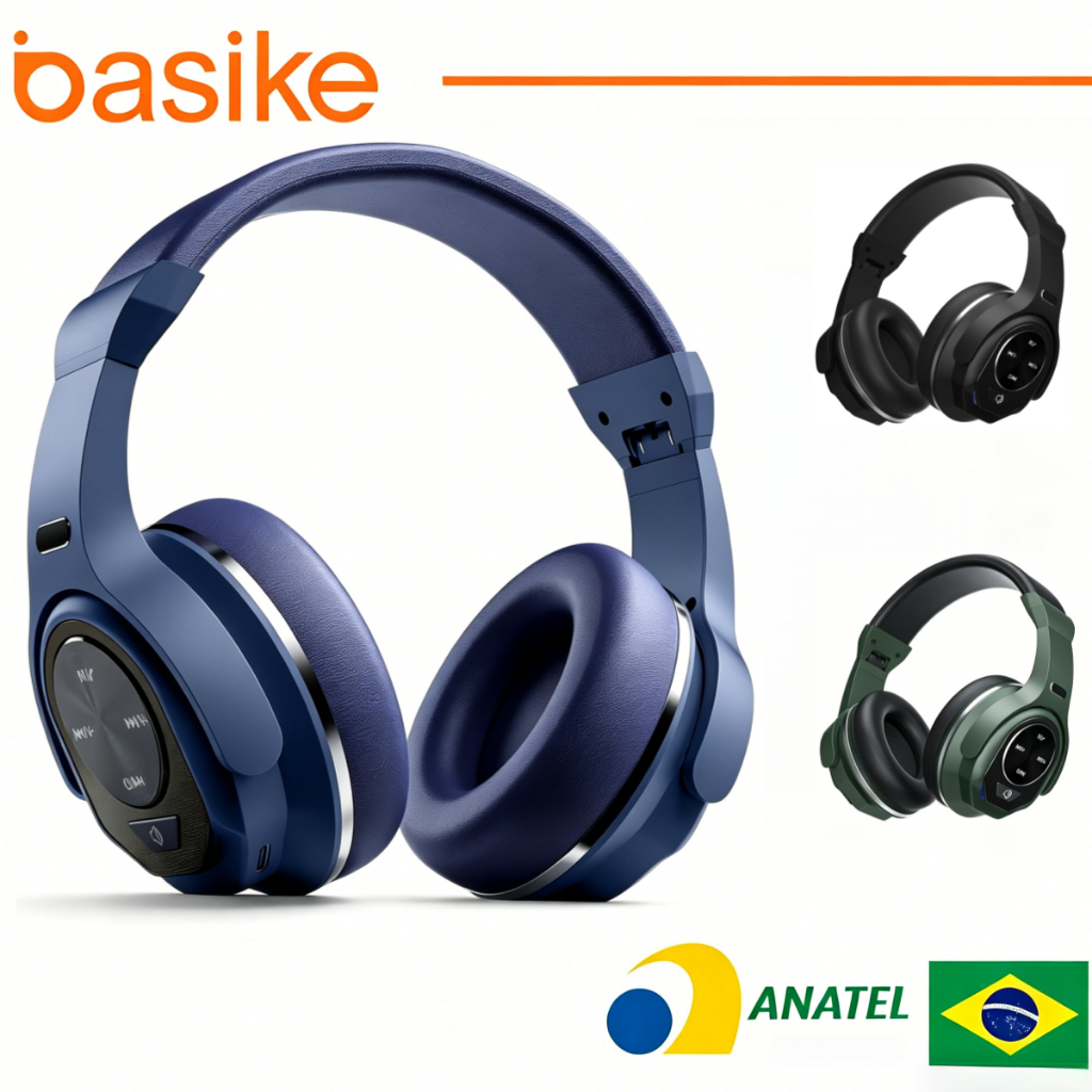 Basike fone ouvido bluetooth 5.4 sem fio Headphone com Cancelamento Ruído 40H Ouvido Hi-Res