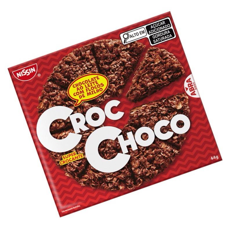 Croc Choco ao Leite Nissin 44g - Chocolate ao Leite com Flocos de Milho