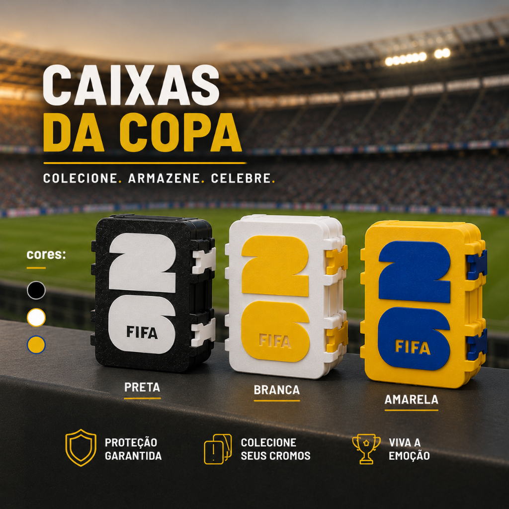 Caixa Organizadora para Porta Figurinhas Copa 2026 | Porta Figurinha e Coleção Álbum da Copa