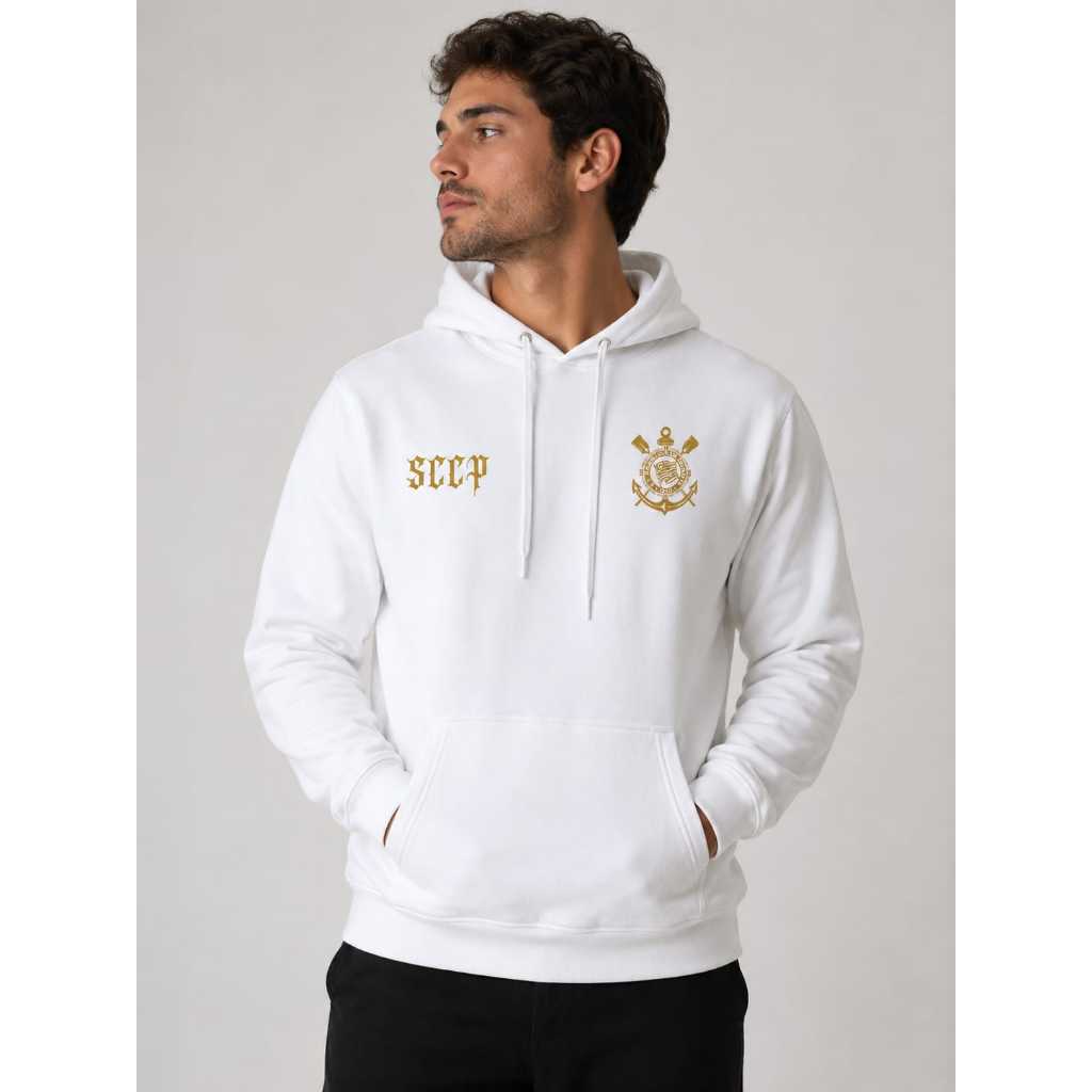 Moletom Corinthians SCP Fiel Masculino Com Capuz Bolso Canguru Japona Blusão Blusa Premium