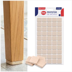 Feltro Protetor Adesivo Quadrado 2,2cm x 2,2cm para Pé de Cadeira Mesa Móveis Reduz Riscos e Ruídos