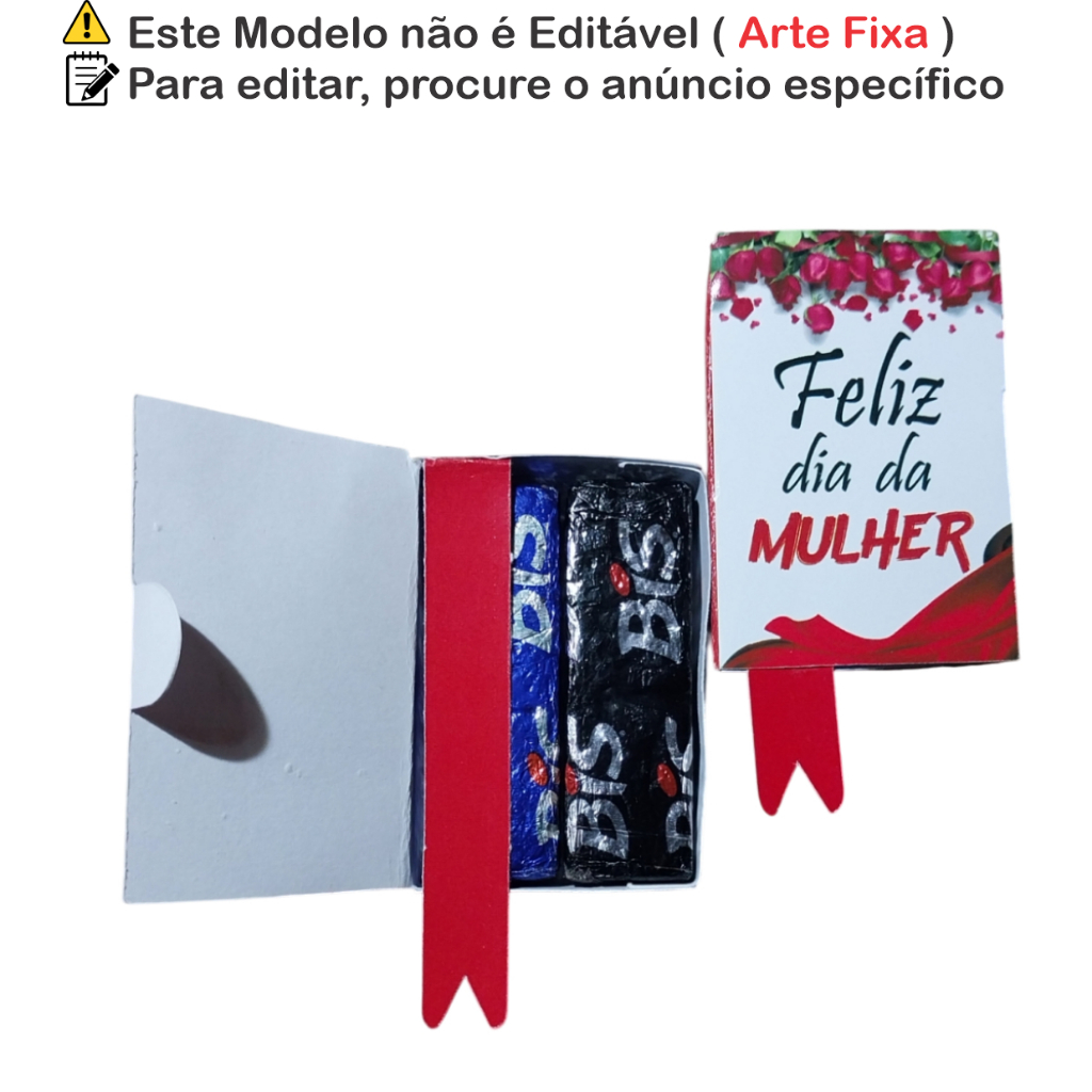 Lembrancinha Dia da Mulher Mini Livro Porta Bis – Caixinha Personalizada para Chocolate| Pétalas Vermelhas - cod pv 01