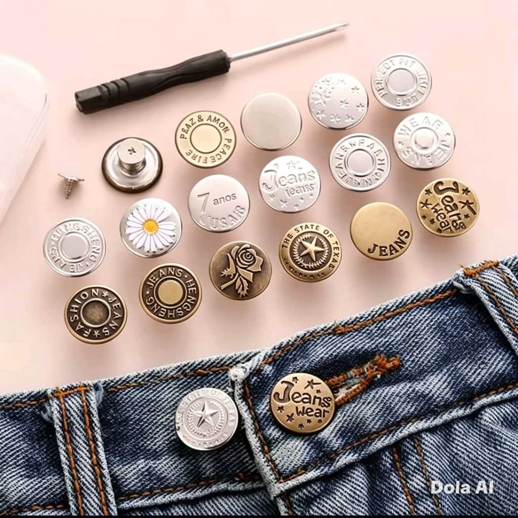 Botões Ajustáveis com Parafuso para Calça Jeans Saias Bermuda Kit 10 Peças + Chave | Maior Variedade