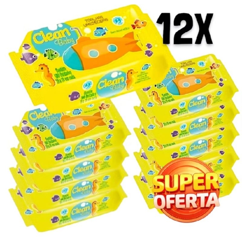 caixa 12 pacotes toalhas umedecido Clean baby