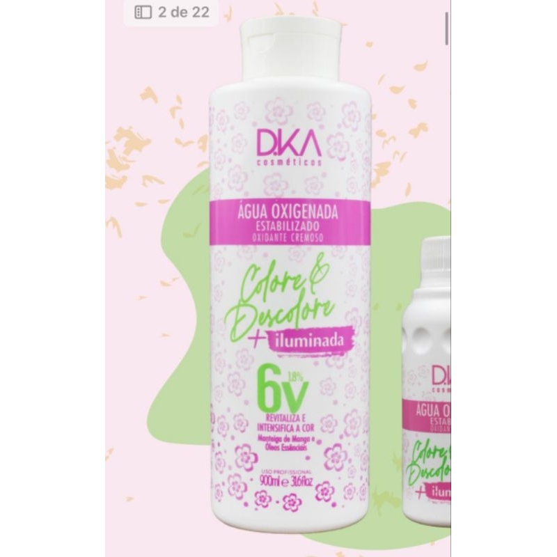 12 unidades Água Oxigenada 6 Volumes  Para Coloração  Dka Cosméticos-900 mL