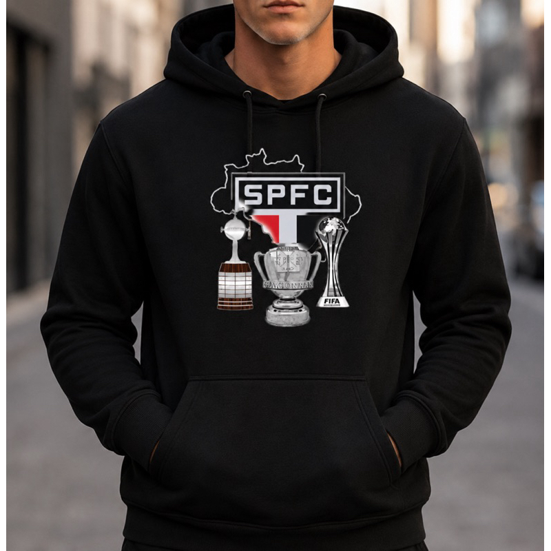 Blusa de Frio Moletom Canguru Algodao Jaqueta Casaco Masculino Feminino Torcida Time Futebol São Paulo