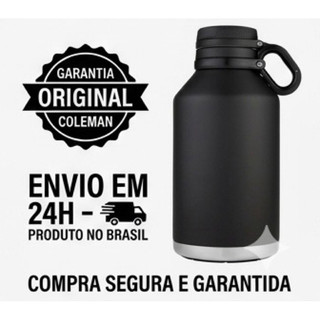 Growler Térmico Coleman 1,9 Litros Preto Inox Bebidas Geladas e Quentes