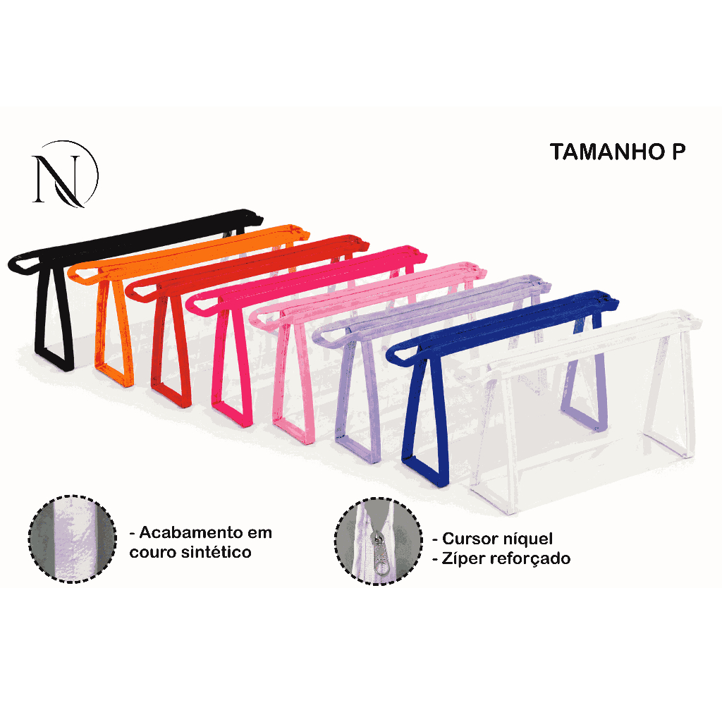 Kit 5 Necessaire P Estojo Transparente Plástico PVC Enfermagem Maquiagem Escola Academia Organizador