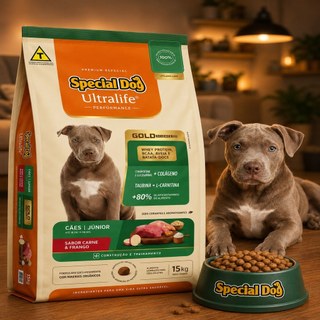 Ração Para Caes 15kg Special Dog Ultralife Performance Junior Filhotes Sabor Frango 28% Proteína