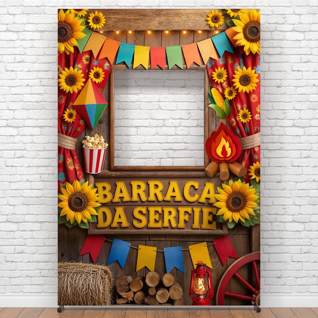 Painel Retangular Festa Junina Interativo Vazado Decoração São João Barraca Serfie Tecido 1,50x2,20m · foto 2
