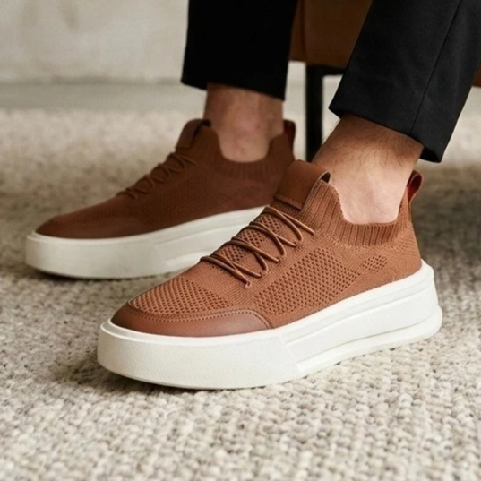 Tênis Masculino Casual Premium Knit Solado Alto Confortável Luxo