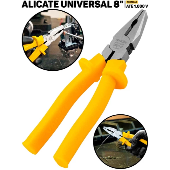 Alicate Universal Vonder 8" Isolado 1000V CRV Eletricista Profissional Corte e Aperto
