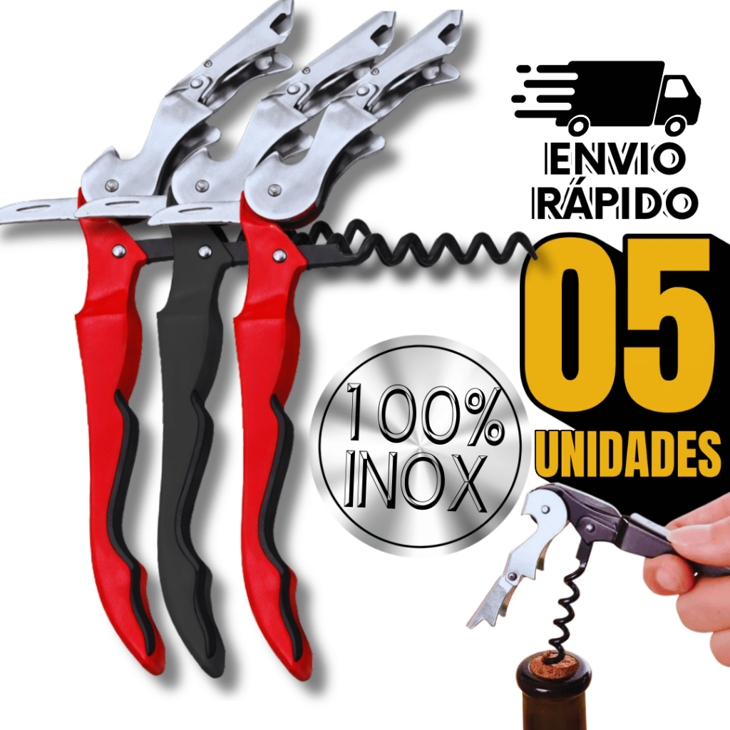 Conjunto Abridor 3 em 1 Saca Rolhas Para Vinho Cozinha Bar Restaurante Profissional Utilidades