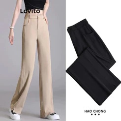 Lovito Calça Feminina Alfaiataria com Detalhe na Barra PTNS54EX141