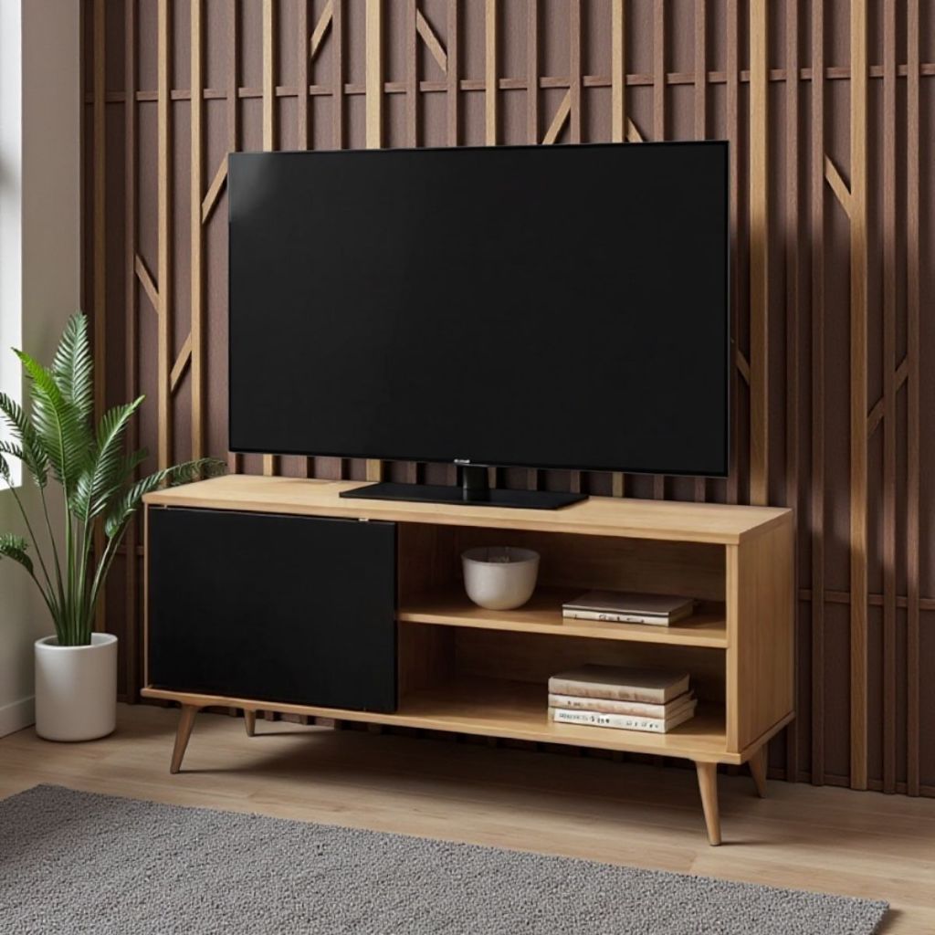 Rack para TV até 43 Polegadas com Pés Palito e 1 Prateleira Organizadora Ideal para Sala de Estar