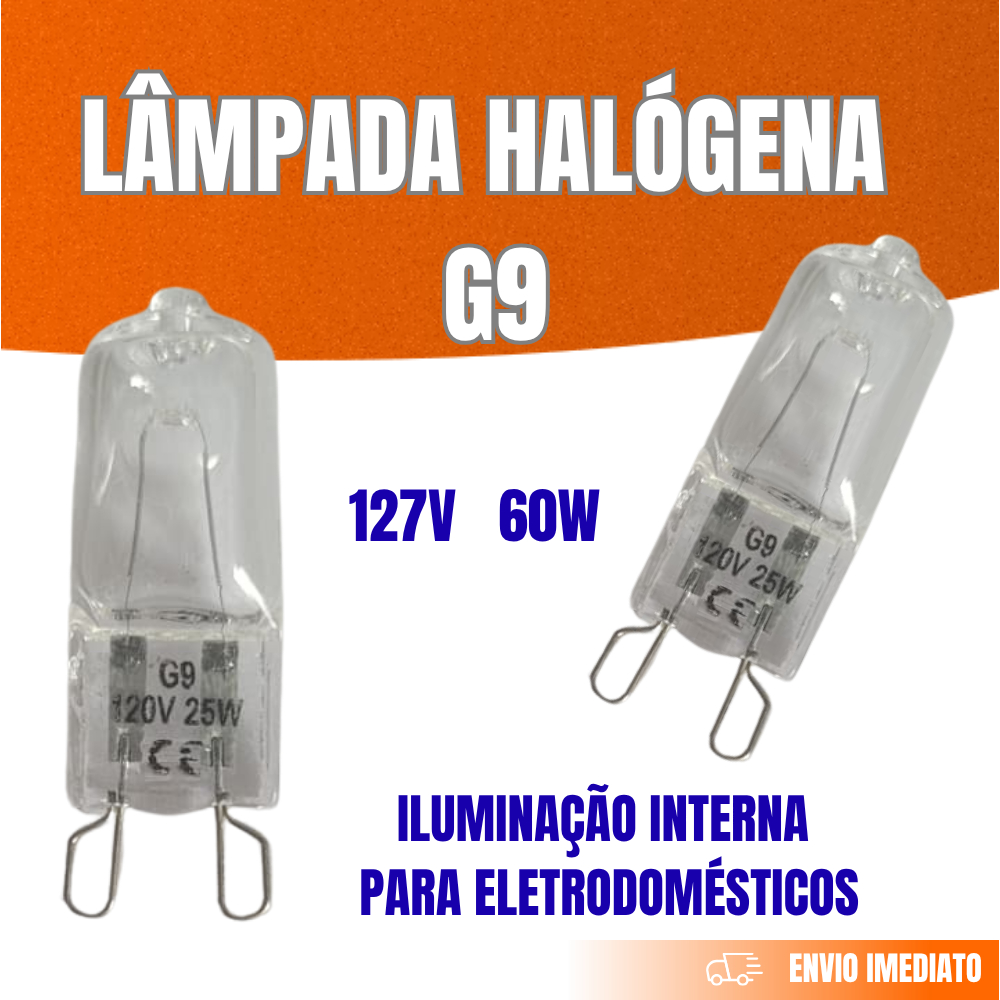 Lâmpada Halógena G9 127V 60w Forno Coifas Fogão Para Eletrodomésticos geral Kits 1,2,3, 4, 5 Unidades
