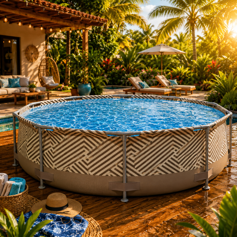 PISCINA GIGANTE CIRCULAR ESTRUTURAL 5200 LITROS VERÃO CALOR LAZER ORIGINAL MOR