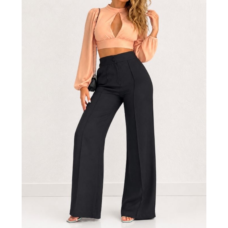 Calça Pantalona Tecido Duna Feminina Luxo e Estilo Confortável