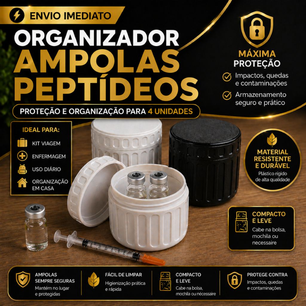 Case Porta Ampolas e Insulina TG para 4 Frascos – Estojo Rígido Tirzec Peptídeos, Vacinas e Medicamentos Injetáveis