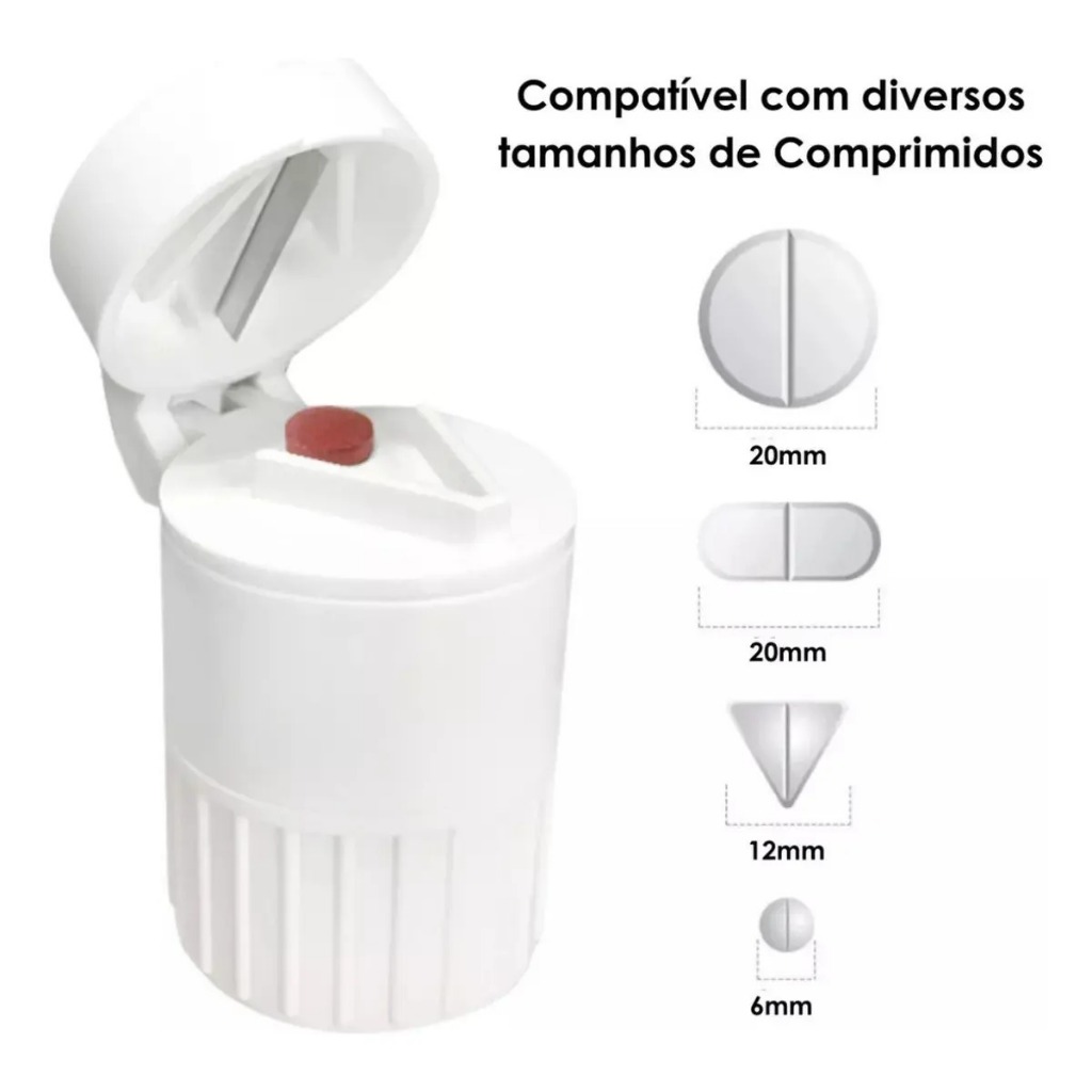 Porta Comprimidos 4 Em 1 Armazena Cortador Macerador Copo