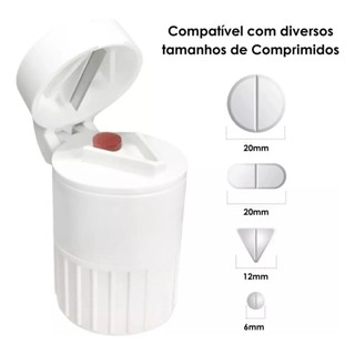 Porta Comprimidos 4 Em 1 Armazena Cortador Macerador Copo