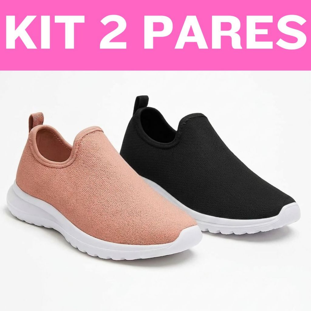 Kit 2 Pares Tenis Feminino Meia Esportivo Academia Confortavel Macio Leve Corrida Antiderrapante