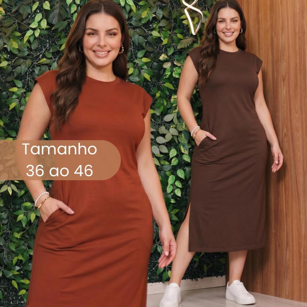 Vestido Feminino Muscle Tee com Bolso e Fenda Lateral LUXO