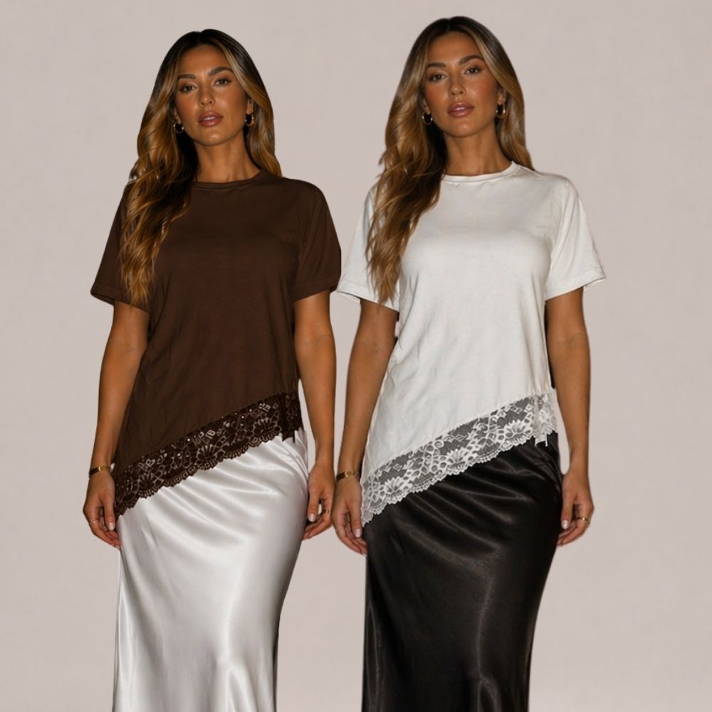 Blusa Feminina Elegante Com Renda Kit 2 Peças Look Moderno Moda Feminina Premium Moda Inverno