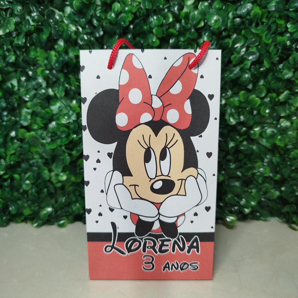 Sacolinha Personalizada Minnie Vermelha Lembrancinha Aniversário Festa Infantil