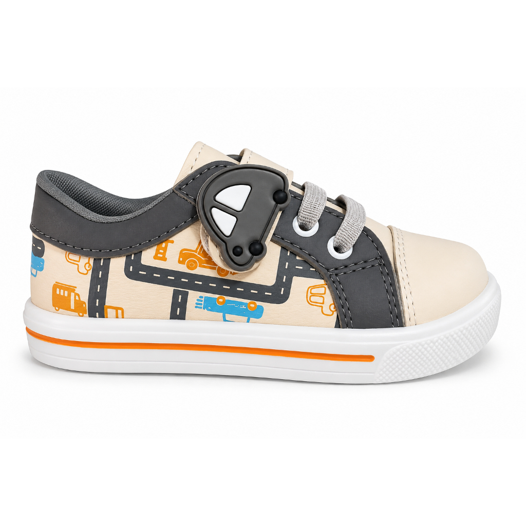 Tênis Infantil Masculino Menino Com Velcro Carro Antiderrapante Confortável Escolar Passeio