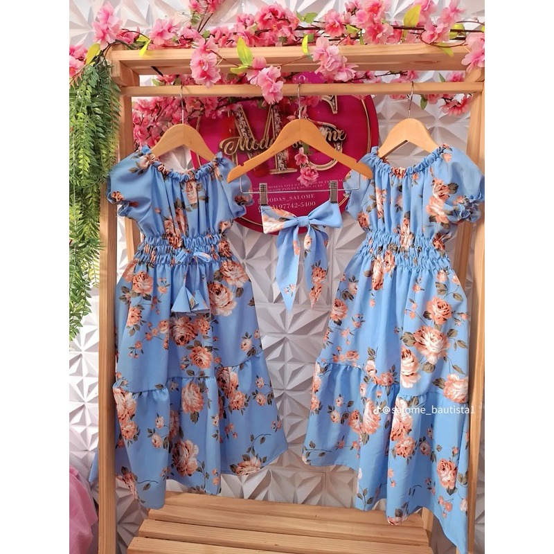vestido evangelico-estampado-infantil-juvenil-manga curta-lindo+con lazo de presente curto