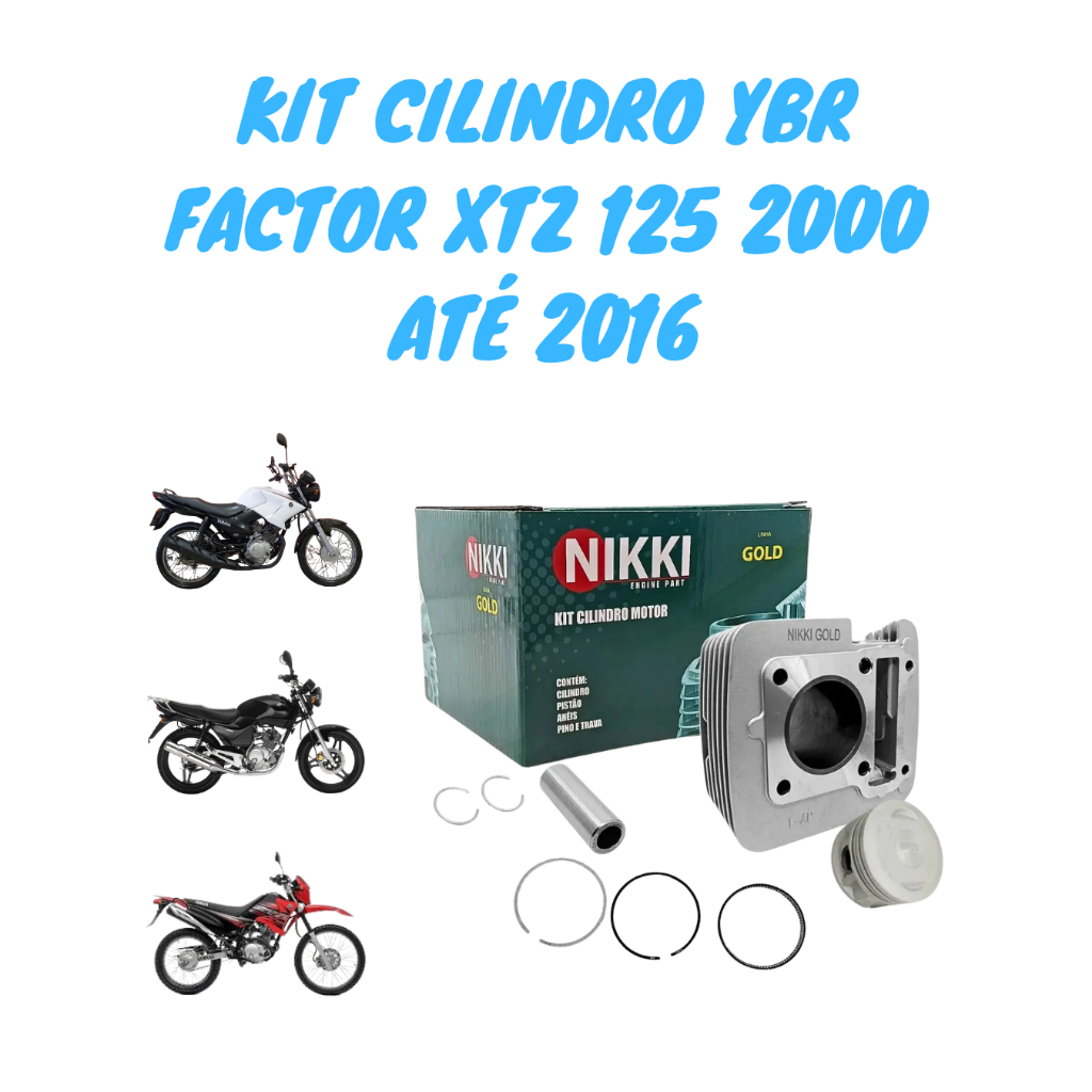 Imagem Kit Motor Cilindro Pistão Anéis Yamaha Ybr 125 Xtz 125 2000 a 2016 Nikki