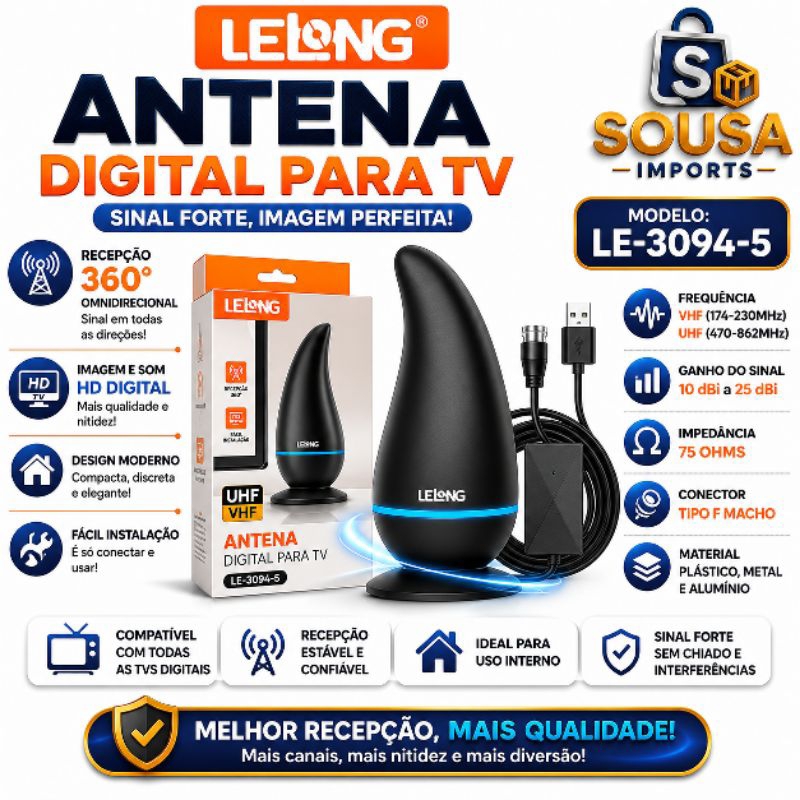 Antena Digital Magnética Para Tv Lelong Le-3094-5