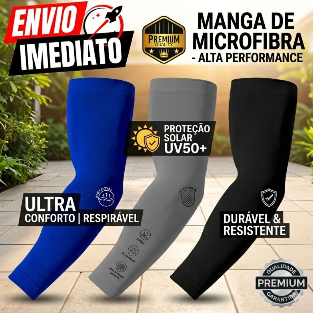 Par Manguito Proteção Solar UV50+ Motoboy moto Manga Braço Ciclismo Corrida segunda Pele Mangote.