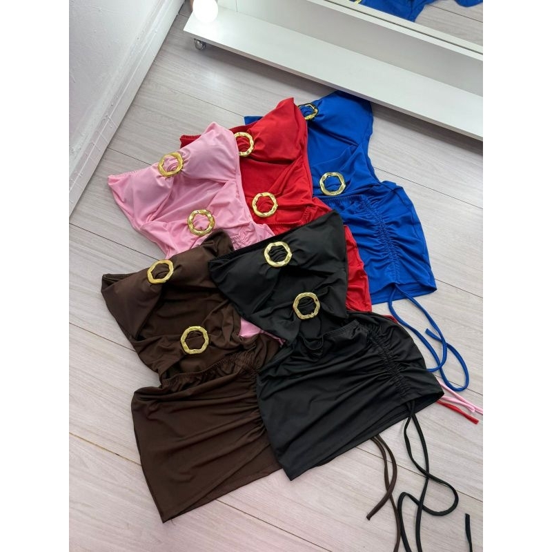 Vestido suplex, vestido com argola, vestido tomara que caia, vestido colado