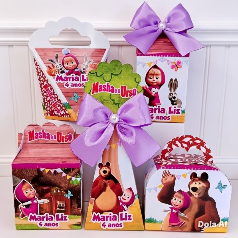 KIT PEGUE E MONTE PERSONALIZADOS MASHA E O URSO, PERSONALIZADOS MASHA E O URSO, LEMBRANCINHA DE ANIVERSÁRIO MASHA
