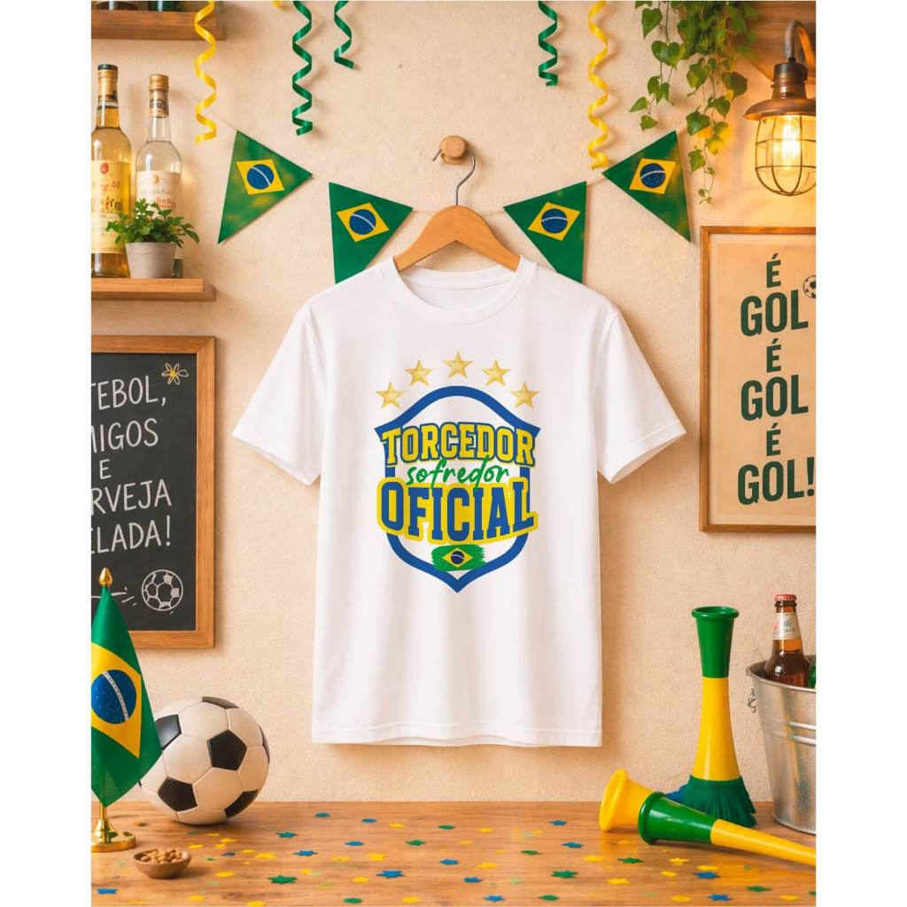 Camiseta Frases Copa Brasil Roupa Torcida Seleção Brasileira
