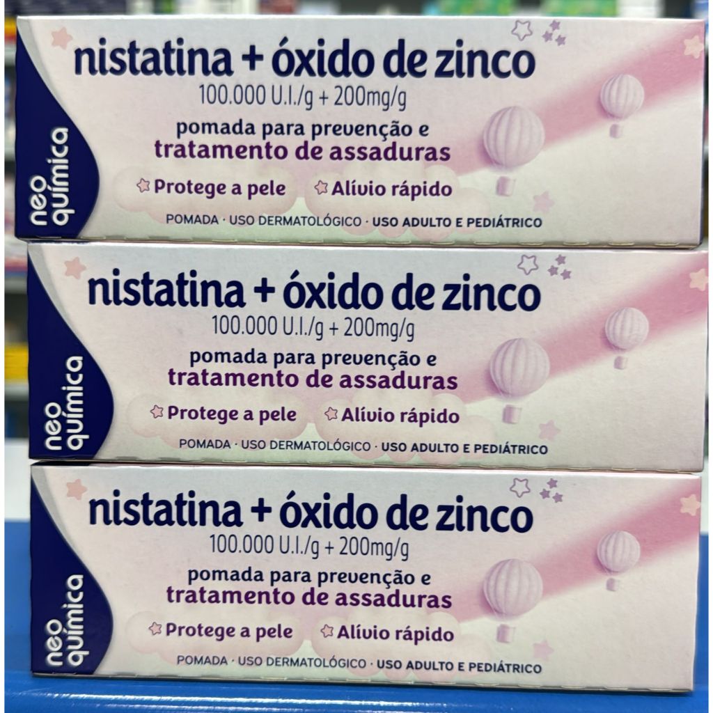 POMADA ASSADURA KIT 3 UN NISTATINA+ÓXIDO DE ZINCO 60G