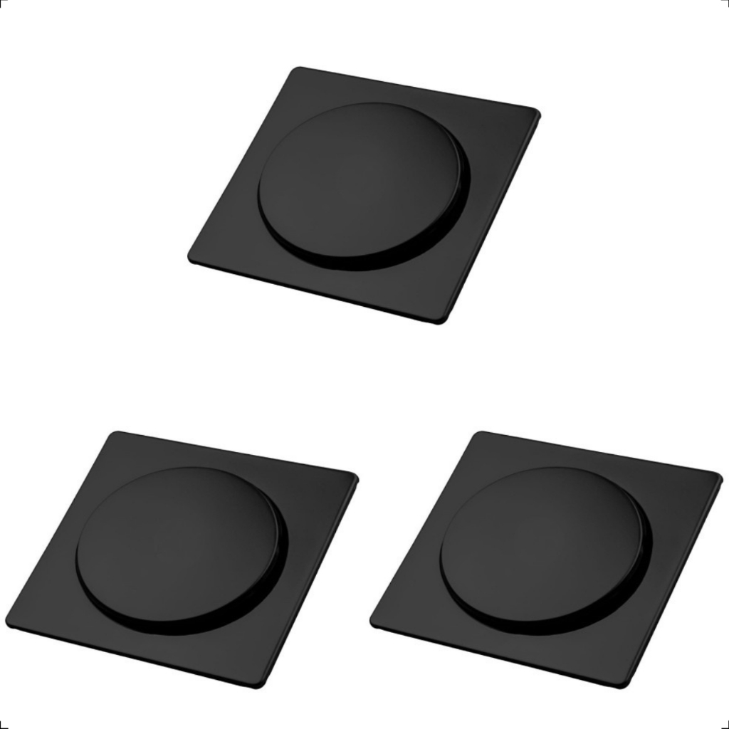 Kit 3 Ralo Click 15x15 Quadrado Inteligente Banheiro Preto